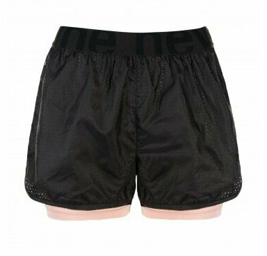 NEWLINE Damen 2-Lagen Sport Shorts - schwarz-rosa