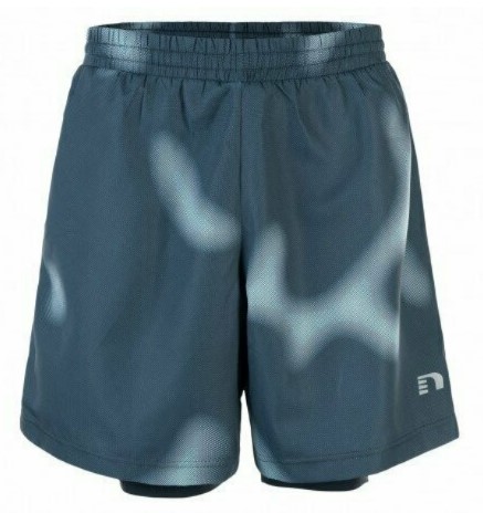 NEWLINE Herren Imotion Sport Shorts 2-Lagen - blau weiß marmoriert